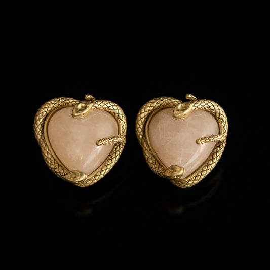 Vintage Natural Stone Heart Refined Handcrafted Earrings for Women