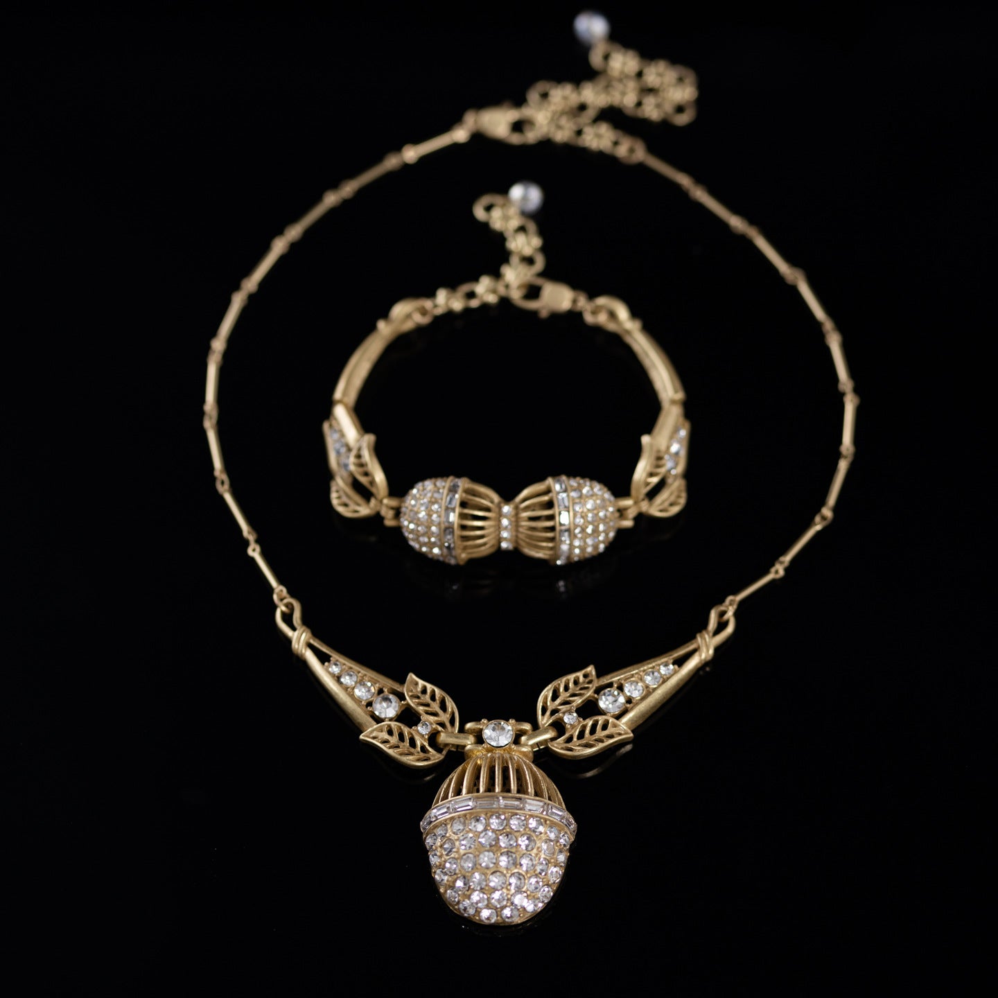 Vintage Artisan Leaf Jewelry Set Baroque Heirloom