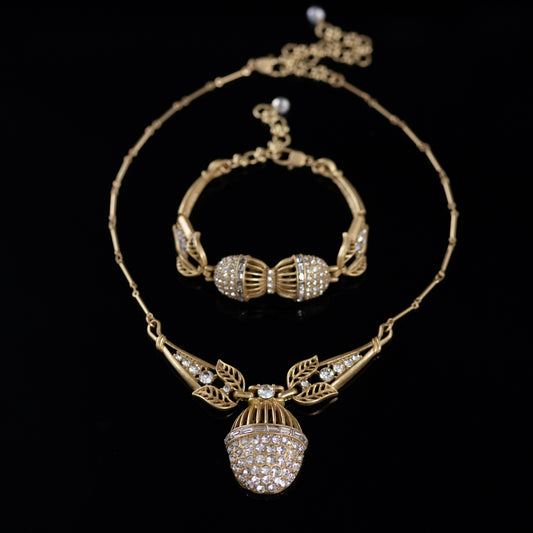 Vintage Artisan Leaf Jewelry Set Baroque Heirloom