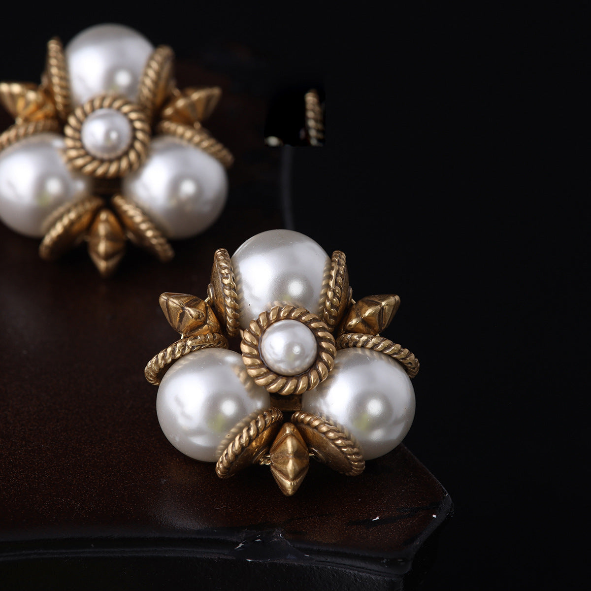 Vintage Pearl Geometric Artisan Earrings for Women