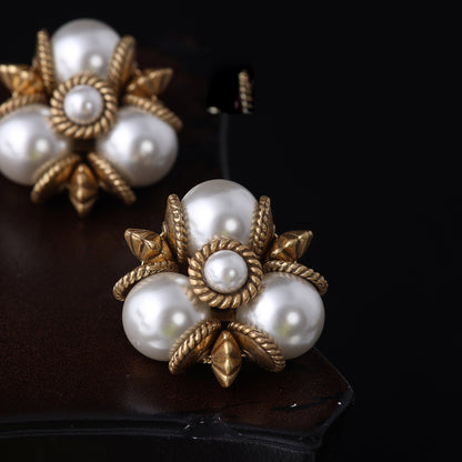 Vintage Pearl Geometric Artisan Earrings for Women