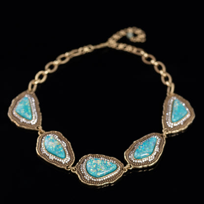 Vintage Refined Stone Inlay Necklace for Ladies
