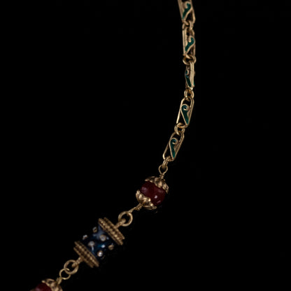 Vintage Enamel Heart Refined Necklace for Ladies