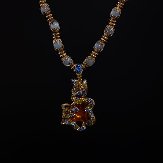 Vintage Refined Stone Inlay Necklace Gift Jewelry
