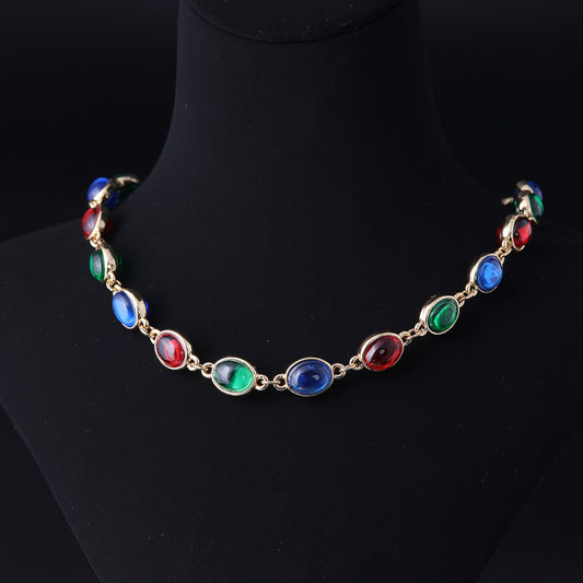 Vintage Glass Geometric Classic Polished Necklace Handcrafted Design