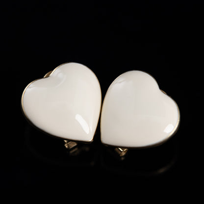 Vintage Enamel Heart Statement Handcrafted Earrings Timeless Style