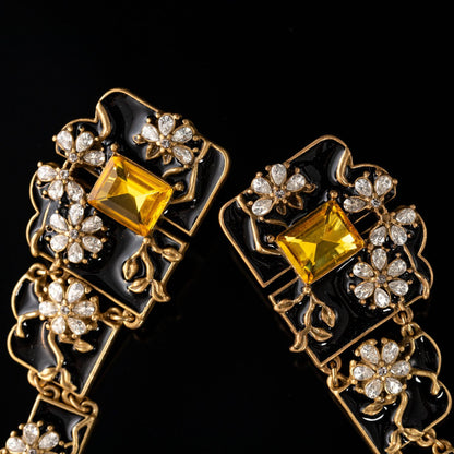 Vintage Artisan Stone Inlay Earrings for Women