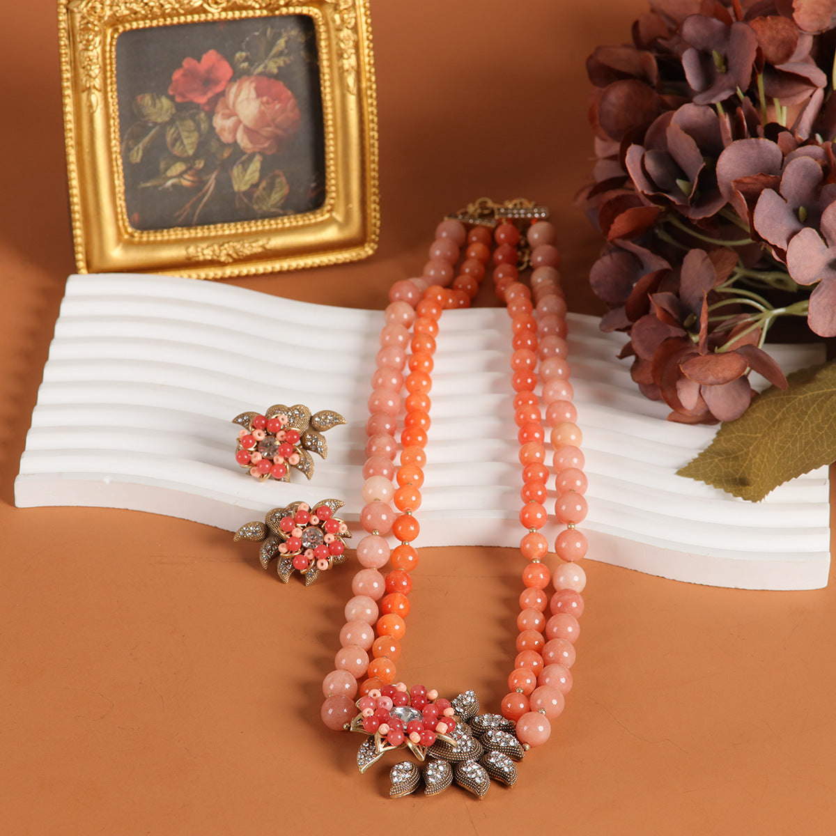 Vintage Pearl Floral Statement Handcrafted Necklace Handcrafted Design