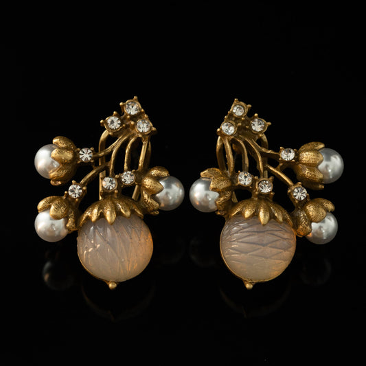 Vintage Pearl Floral Timeless Earrings Gift Jewelry