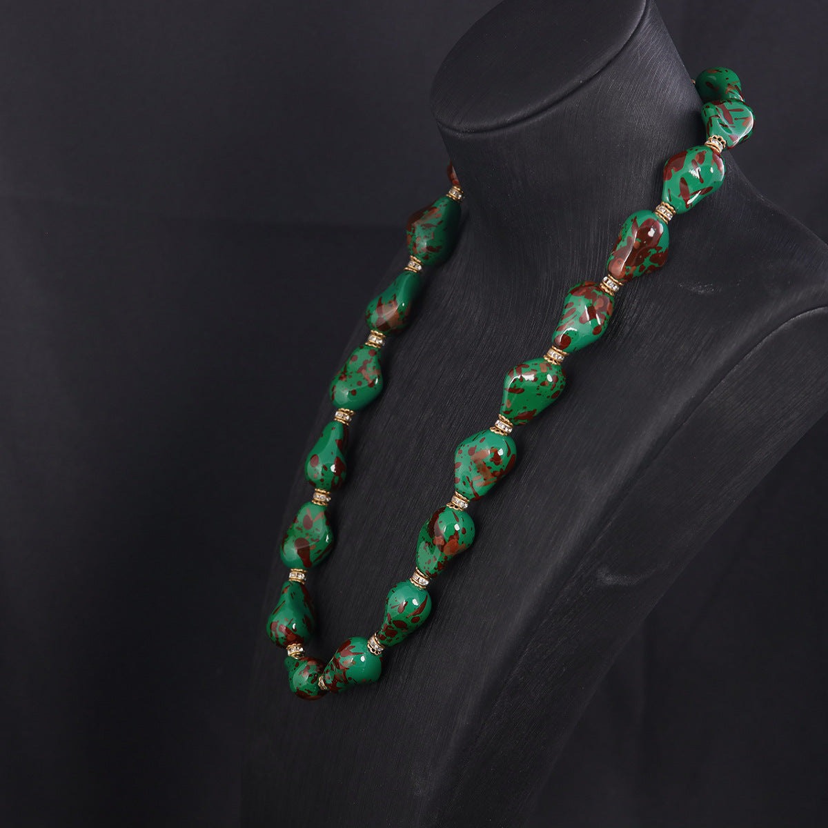 Vintage Glass Geometric Statement Necklace Gift Jewelry