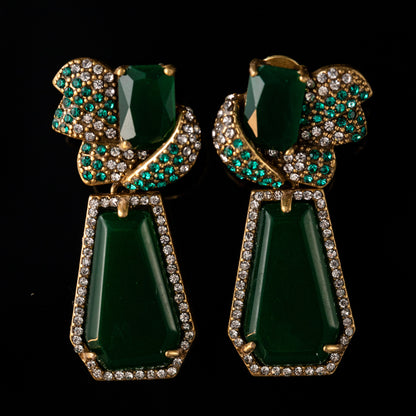 Vintage Natural Stone Geometric Classic Earrings Handcrafted Design
