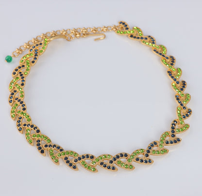 Vintage Luxury Stone Inlay Necklace Handcrafted Design