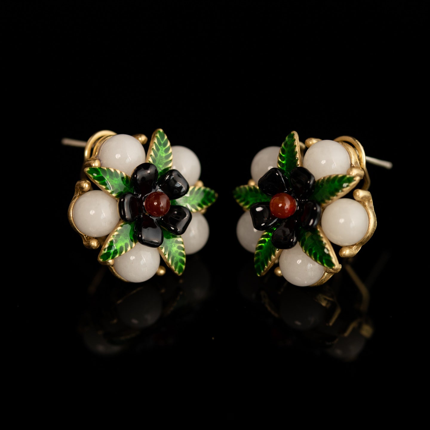Vintage Enamel Petal Classic Handcrafted Earrings Handcrafted Design