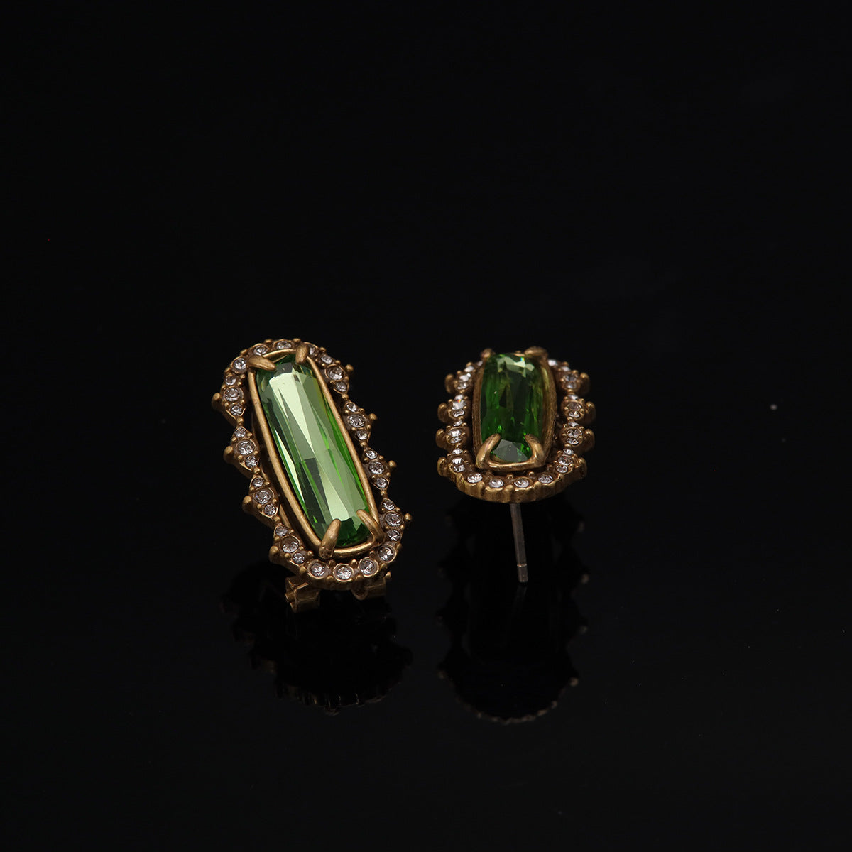Vintage Geometric Classic Stone Inlay Earrings Handcrafted Design