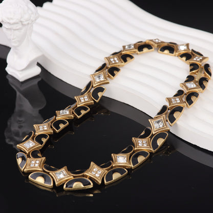 Vintage Cubic Zirconia Elegant Stone Inlay Necklace Gift Jewelry