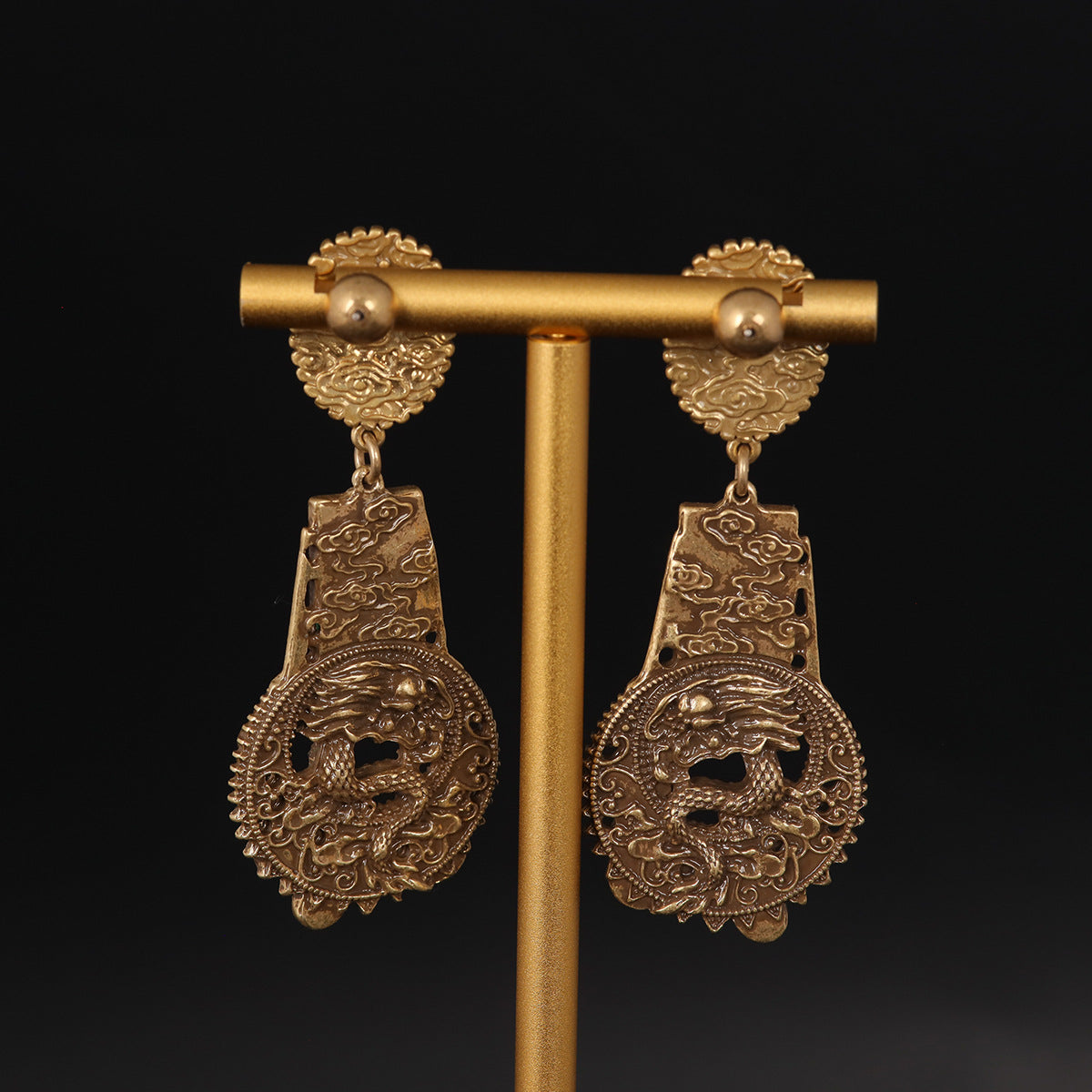 Vintage Agate Statement Stone Inlay Earrings for Women