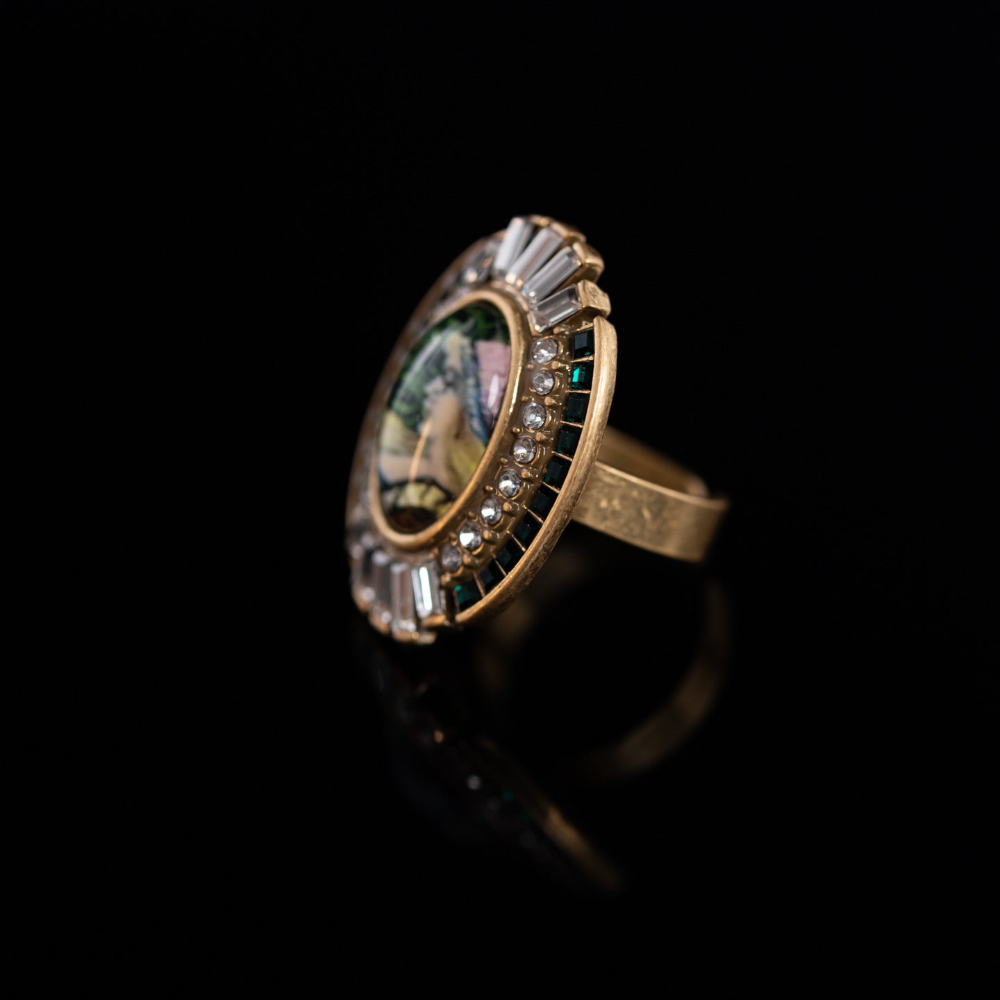 Vintage Crystal Geometric Timeless Open Ring