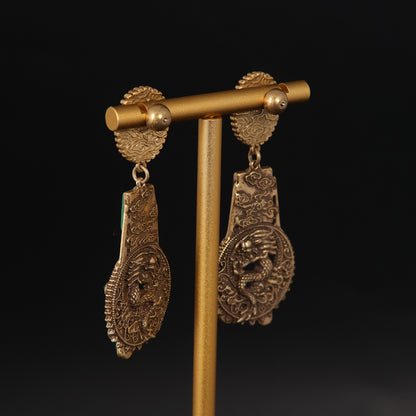 Vintage Agate Statement Stone Inlay Earrings for Women