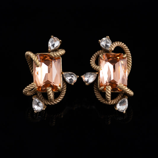 Vintage Glass Geometric Classic Polished Earrings Handcrafted Design