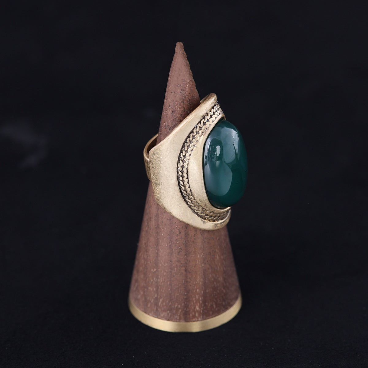 Vintage Agate Geometric Chic Open Ring