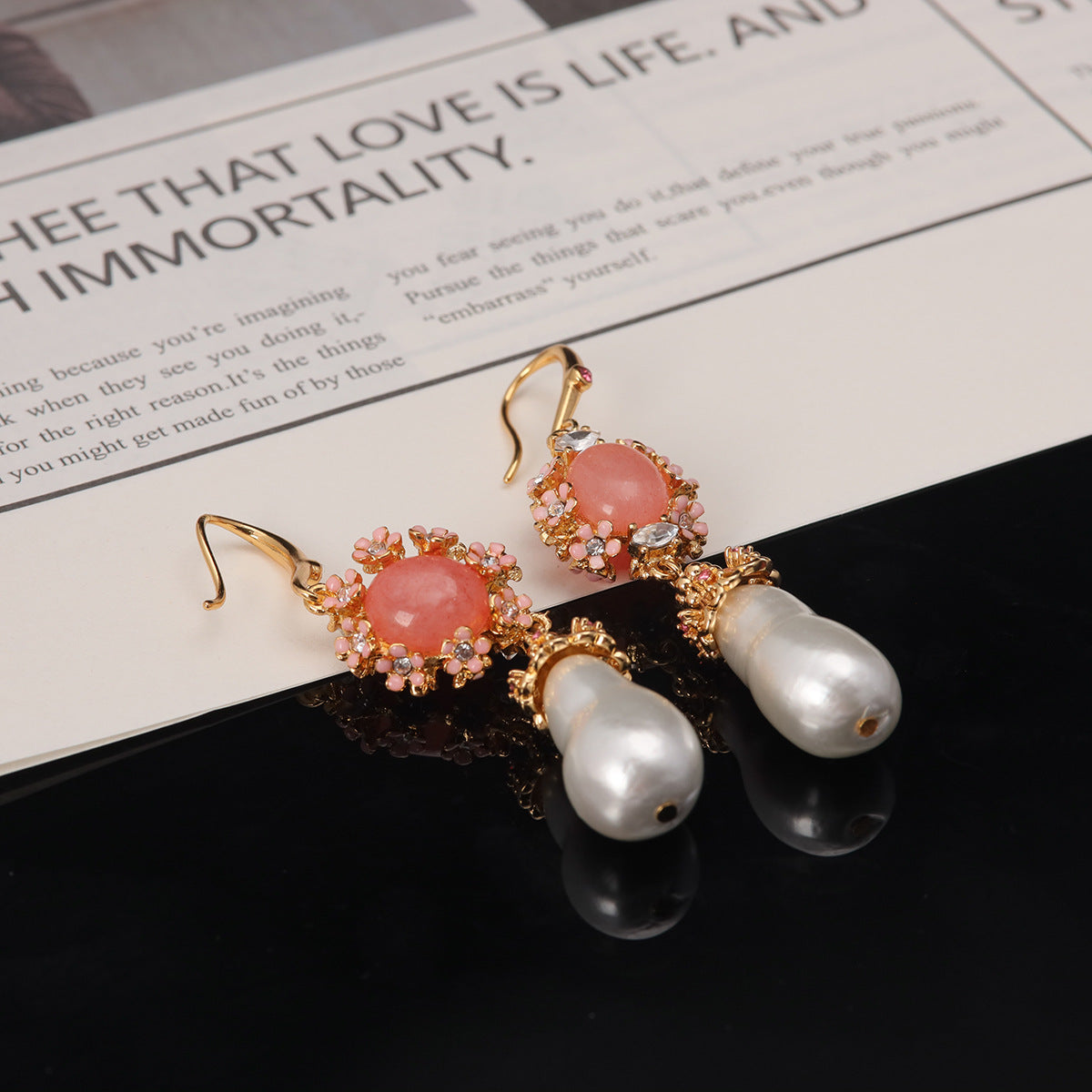 Vintage Pearl Baroque Chic Earrings Handcrafted Design