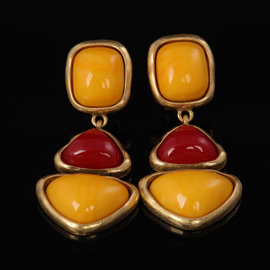 Vintage Natural Stone Elegant Handcrafted Earrings Handcrafted Design