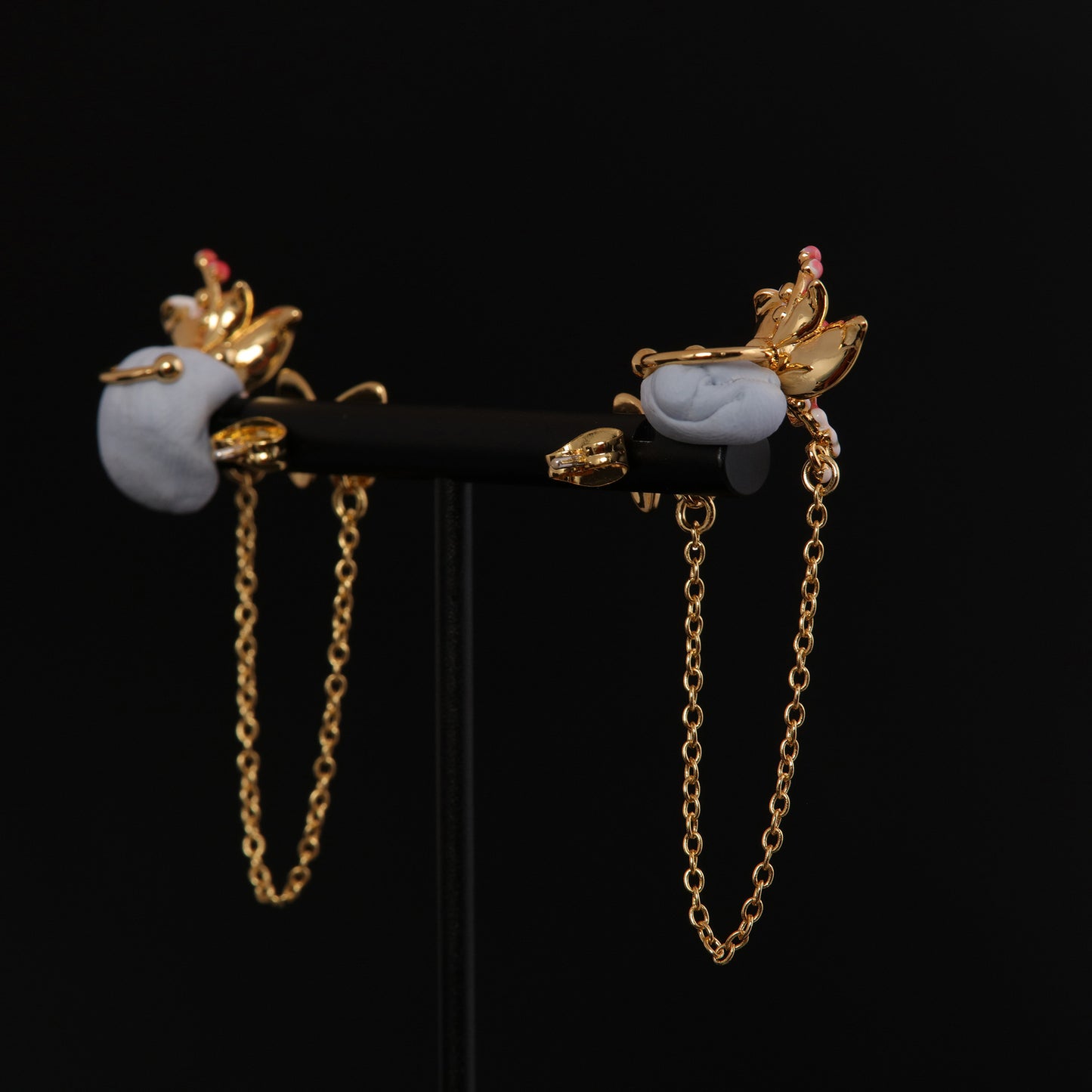 Vintage Enamel Floral Artisan Earrings for Ladies