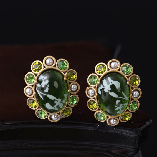 Vintage Cubic Zirconia Floral Classic Polished Earrings for Ladies