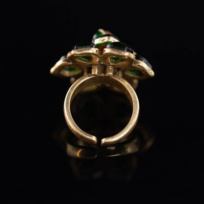 Vintage Natural Stone Floral Elegant Open Ring Gift Jewelry