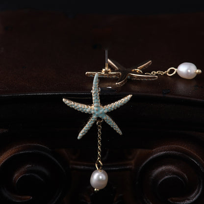 Vintage Pearl Star Chic Earrings Gift Jewelry