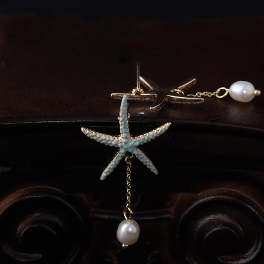 Vintage Pearl Star Chic Earrings Gift Jewelry