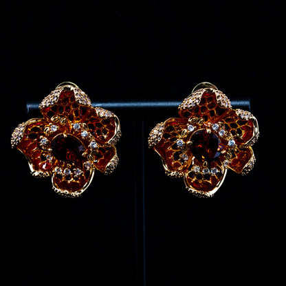 Vintage Cubic Zirconia Floral Chic Stone Inlay Earrings Timeless Style