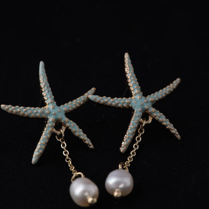 Vintage Pearl Star Chic Earrings Gift Jewelry