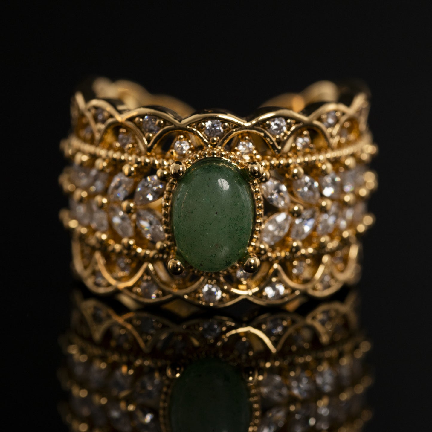 Vintage Natural Stone Geometric Timeless Open Ring Handcrafted Design