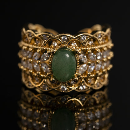 Vintage Natural Stone Geometric Timeless Open Ring Handcrafted Design