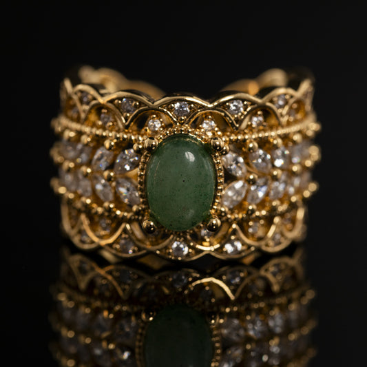 Vintage Natural Stone Geometric Timeless Open Ring Handcrafted Design