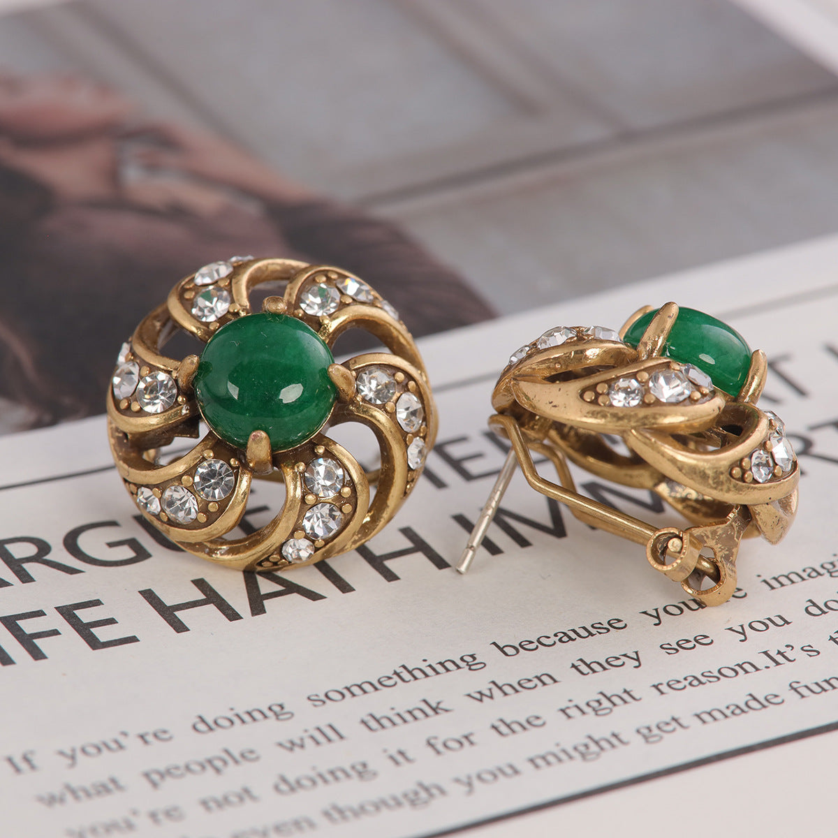 Vintage Agate Luxury Handcrafted Earrings for Women
