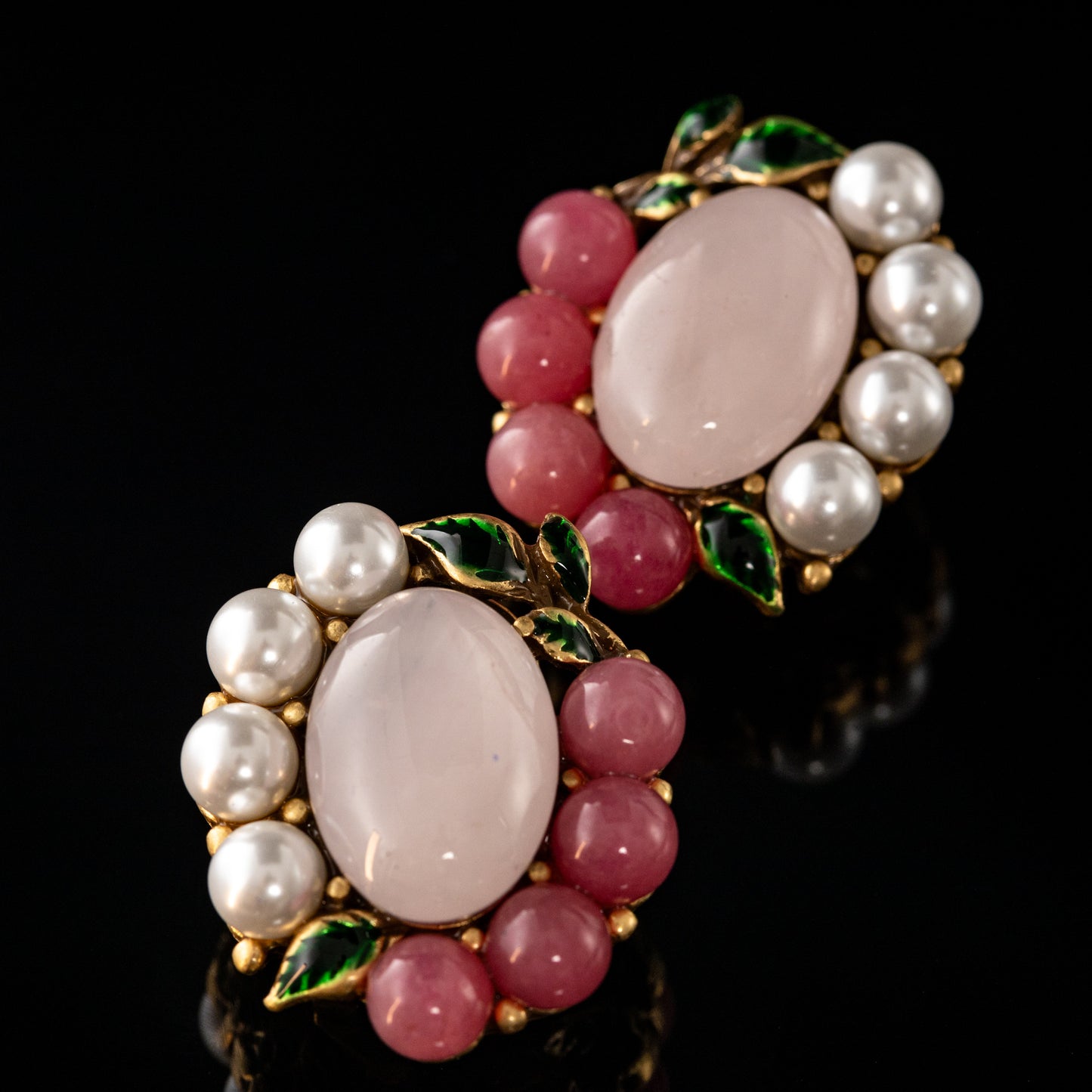 Vintage Natural Stone Floral Refined Polished Earrings Timeless Style