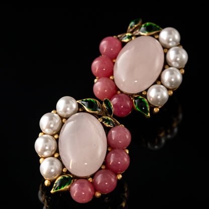 Vintage Natural Stone Floral Refined Polished Earrings Timeless Style