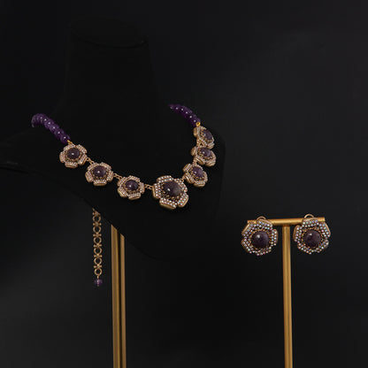 Vintage Refined Agate Petal Jewelry Set Ornate