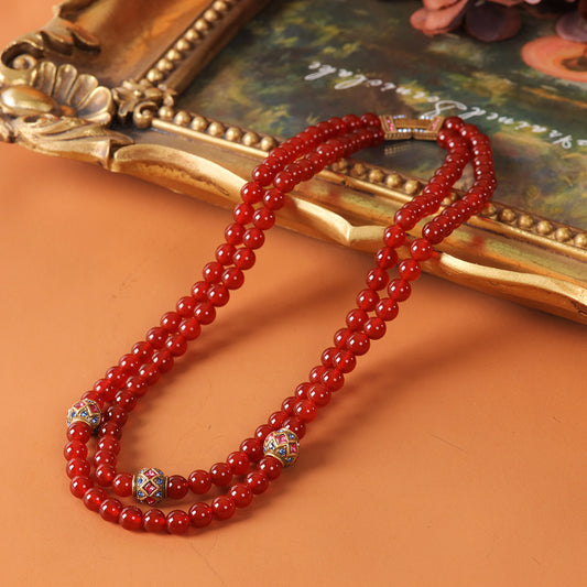 Vintage Agate Heart Chic Polished Necklace Handcrafted Design