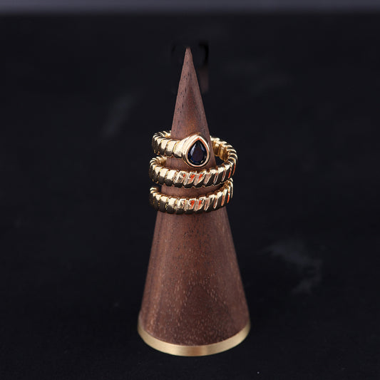 Vintage Cubic Zirconia Geometric Classic Open Ring