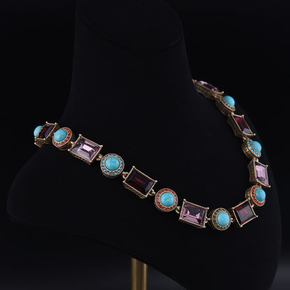 Vintage Cubic Zirconia Geometric Elegant Polished Necklace for Women
