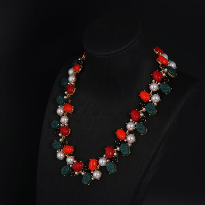 Vintage Agate Cross Artisan Engraved Necklace for Women
