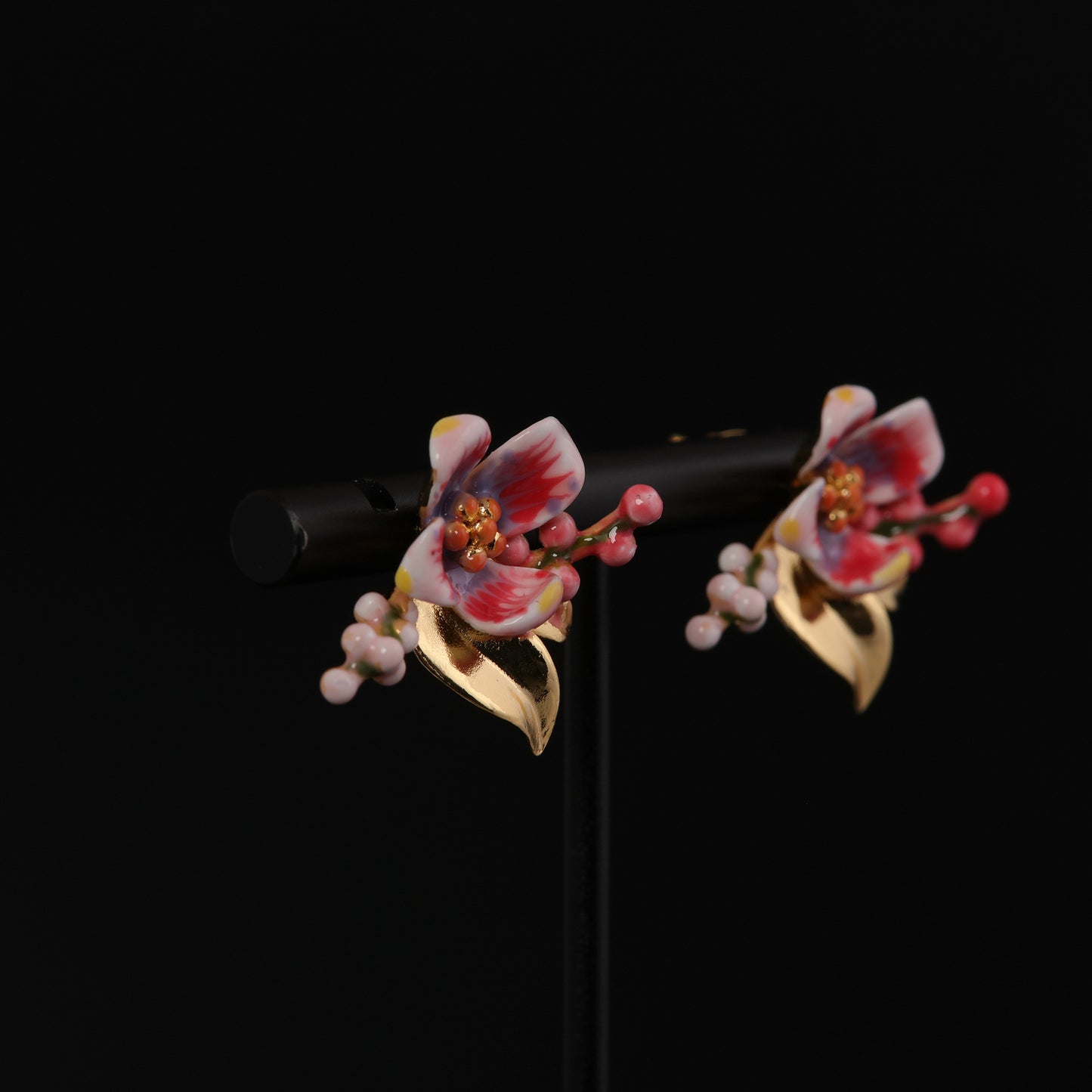 Vintage Enamel Floral Refined Earrings Handcrafted Design