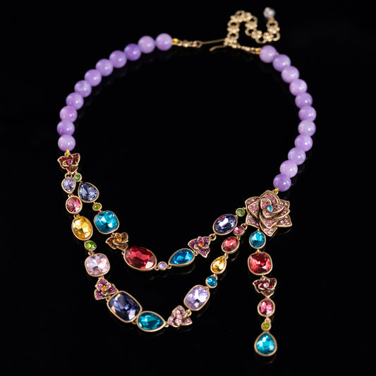 Vintage Crystal Floral Luxury Handcrafted Necklace for Ladies