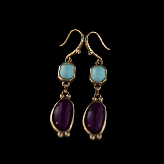 Vintage Natural Stone Geometric Statement Handcrafted Earrings for Women