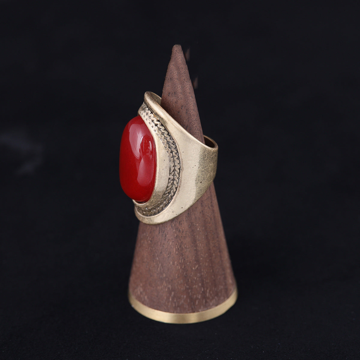 Vintage Agate Geometric Chic Open Ring Gift Jewelry