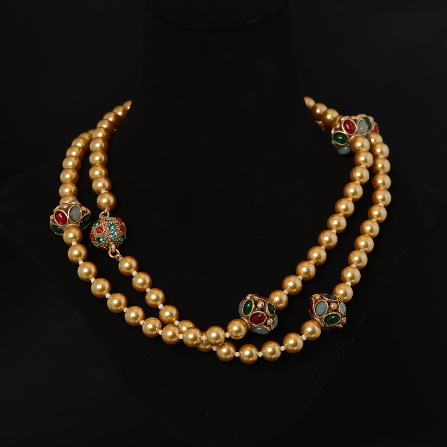 Vintage Pearl Floral Statement Necklace Handcrafted Design