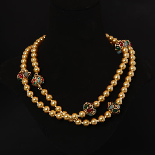 Vintage Pearl Floral Statement Necklace Handcrafted Design